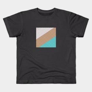 Geometric Lines | Abstract Art Design | Diagonal | White, Brown and Blue / Turquoise Kids T-Shirt